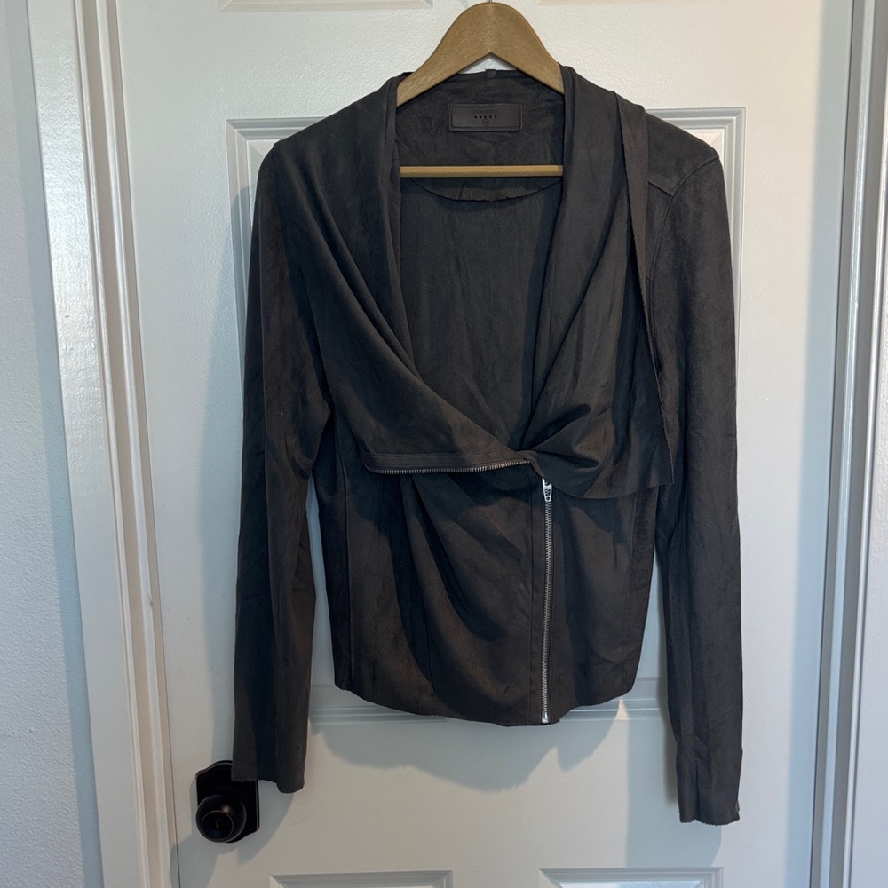 Blank NYC Charcoal Women's drape front jacket